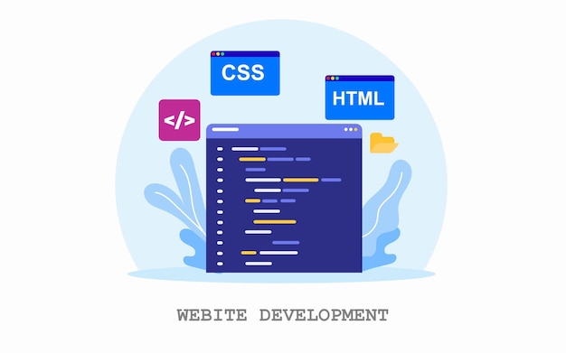 Vector website programming and coding. web development concept vector illustration.